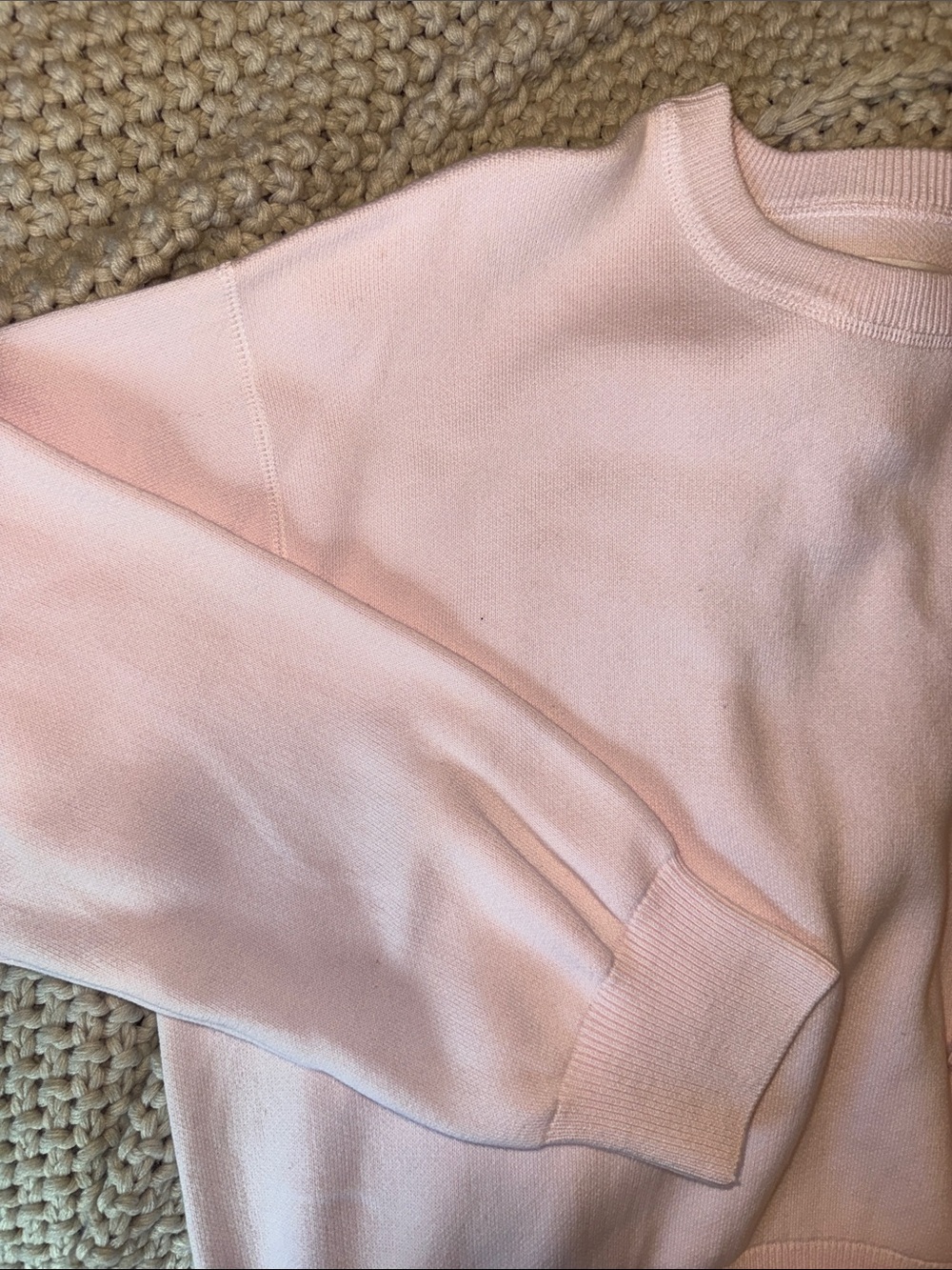 aerie baby pink 100% cotton crewneck sweater - Picture 3 of 4